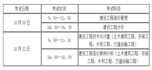 2021北京一级造价工程师具体科目考试时间