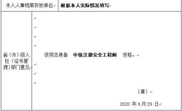 资格考试合格人员登记表