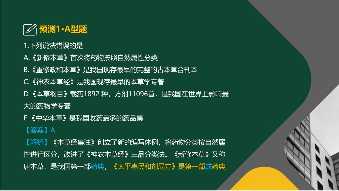 2021年中药综预测题1