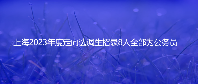 上海2023年度定向选调生招录8人全部为公务员